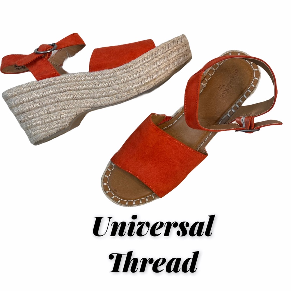 Universal Thread Orange Platform Sandals Vegan Suede Size 9